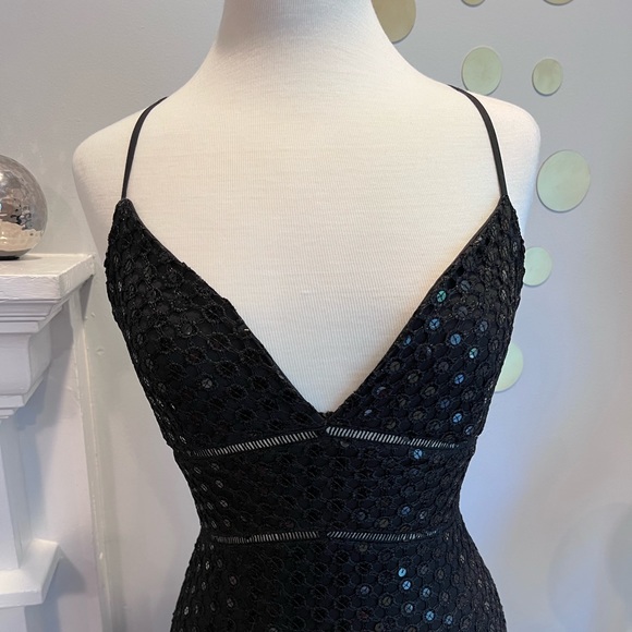 Lulu's Chance Encounter Black Sequin Lace Trumpet Midi Dress - Picture 5 of 8